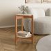 Mesa Lateral Redonda Lizz Off White e Cedro