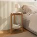 Mesa Lateral Redonda Lizz Off White e Cedro