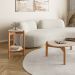 Mesa Lateral Redonda Lizz Off White e Cedro