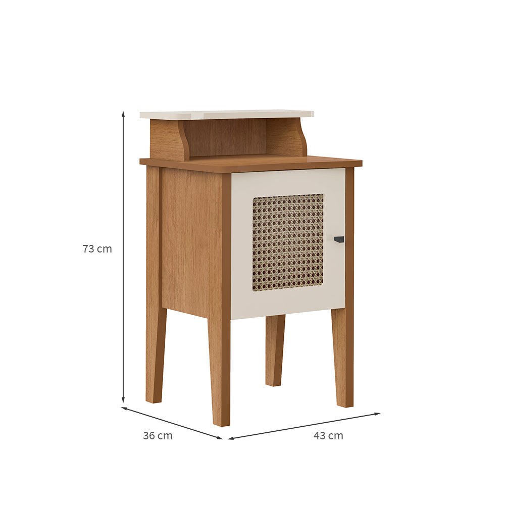 Mesa Lateral Retangular Charlotte 1 PT Cinamomo e Off White