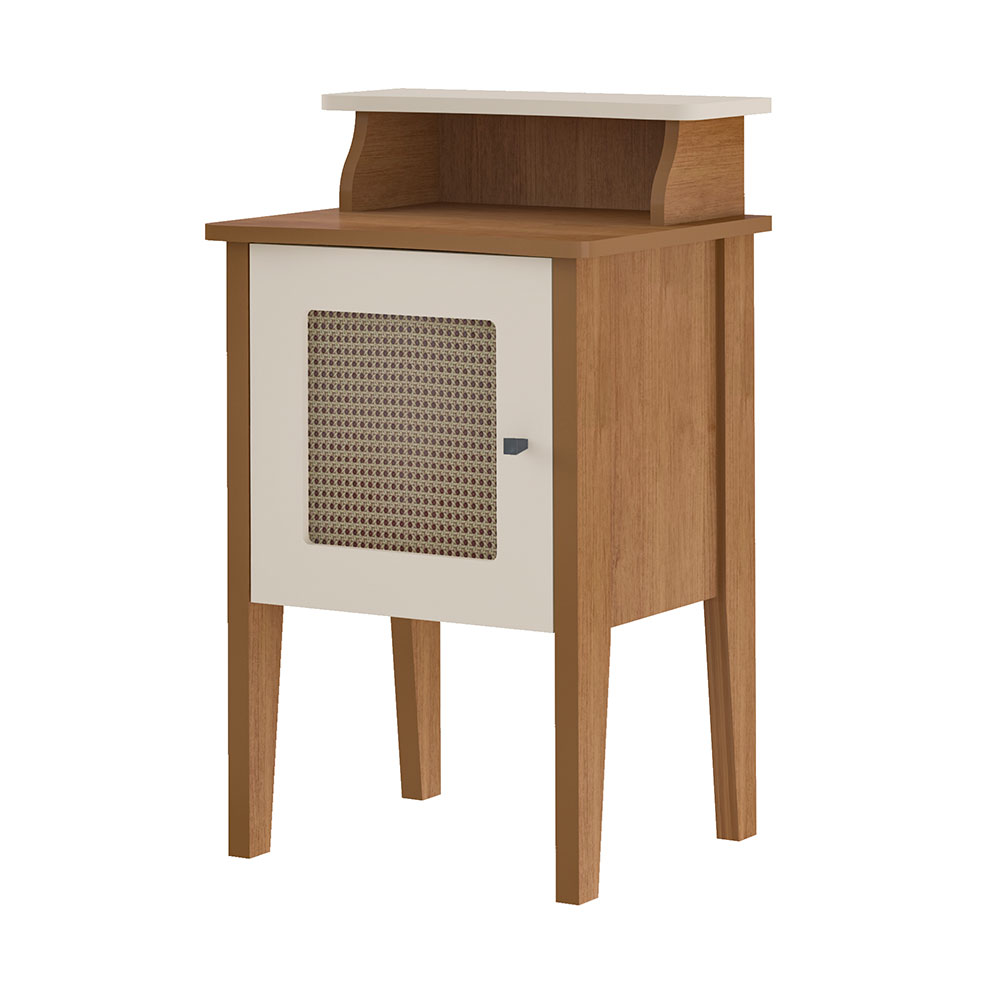 Mesa Lateral Retangular Charlotte 1 PT Cinamomo e Off White