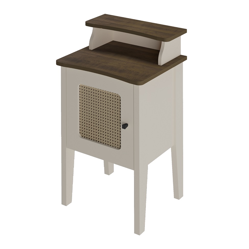 Mesa Lateral Retangular Charlotte 1 PT Pinho e Off White