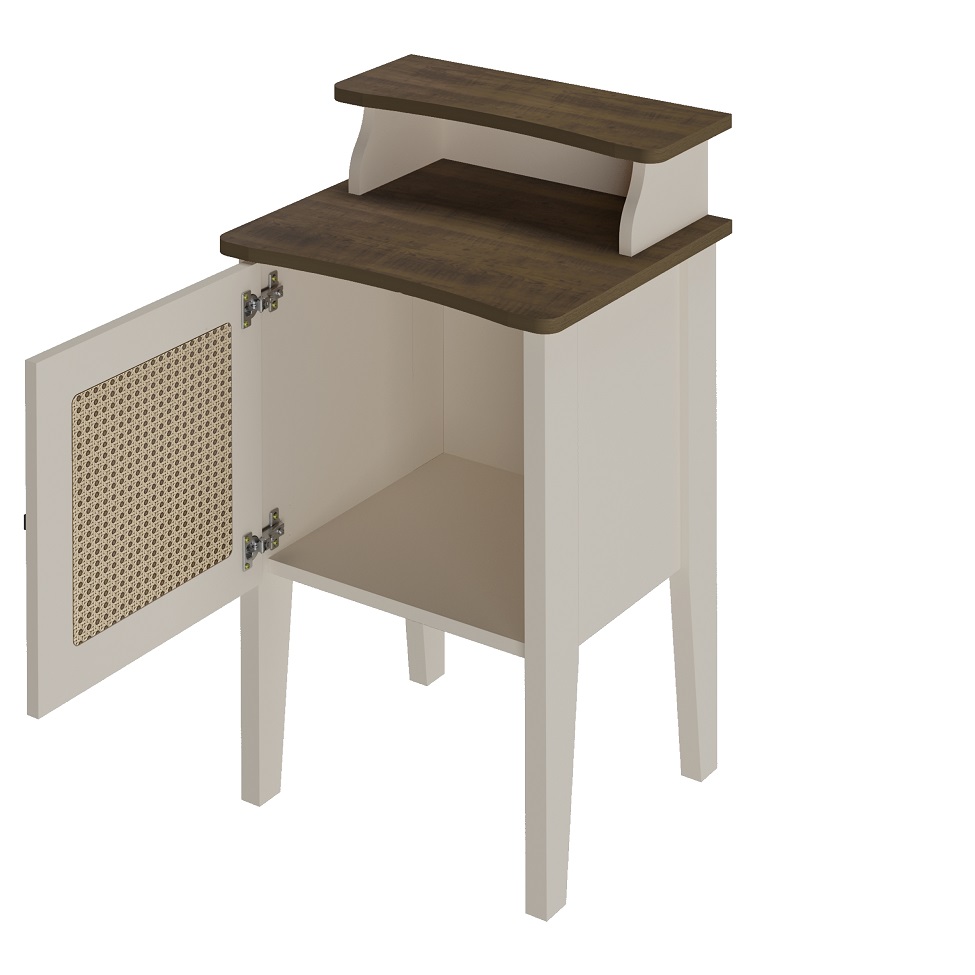 Mesa Lateral Retangular Charlotte 1 PT Pinho e Off White