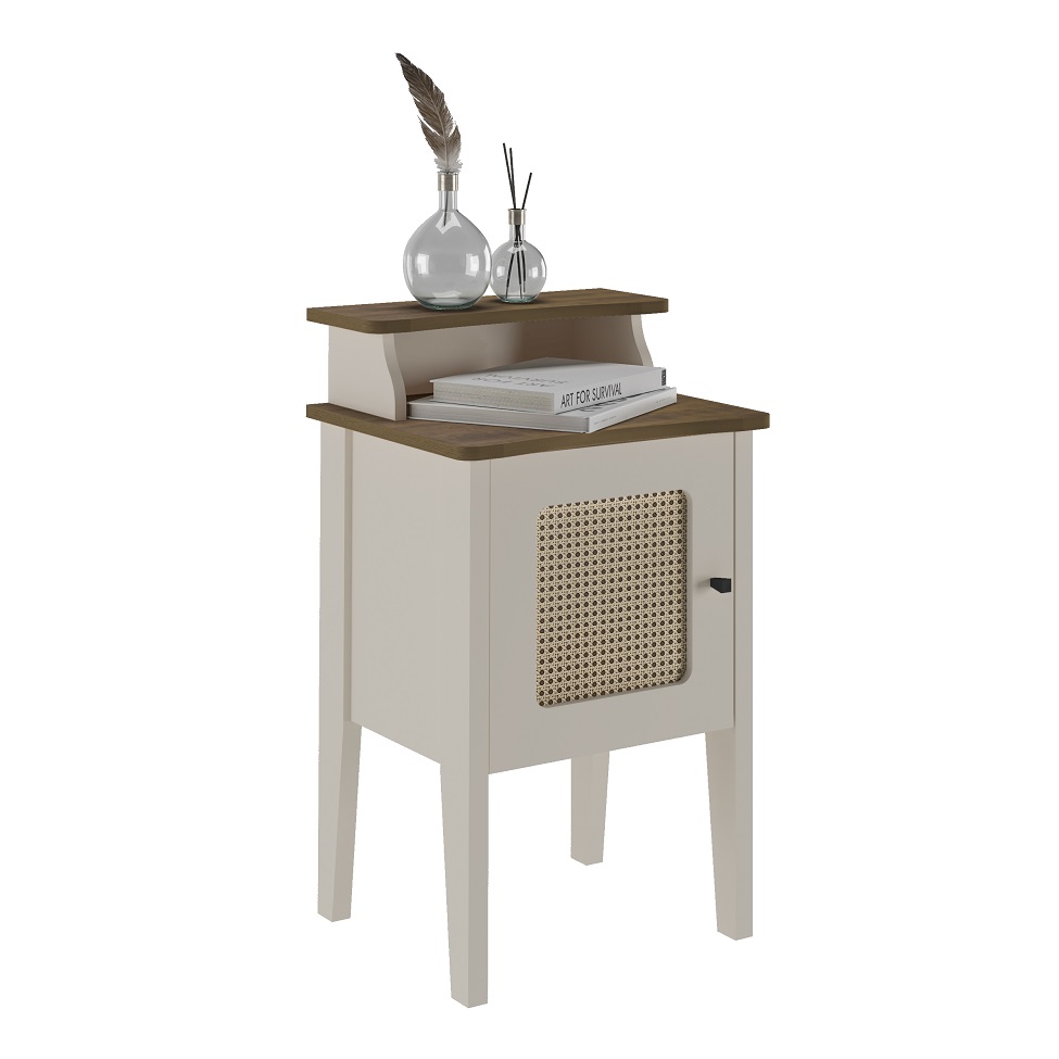 Mesa Lateral Retangular Charlotte 1 PT Pinho e Off White