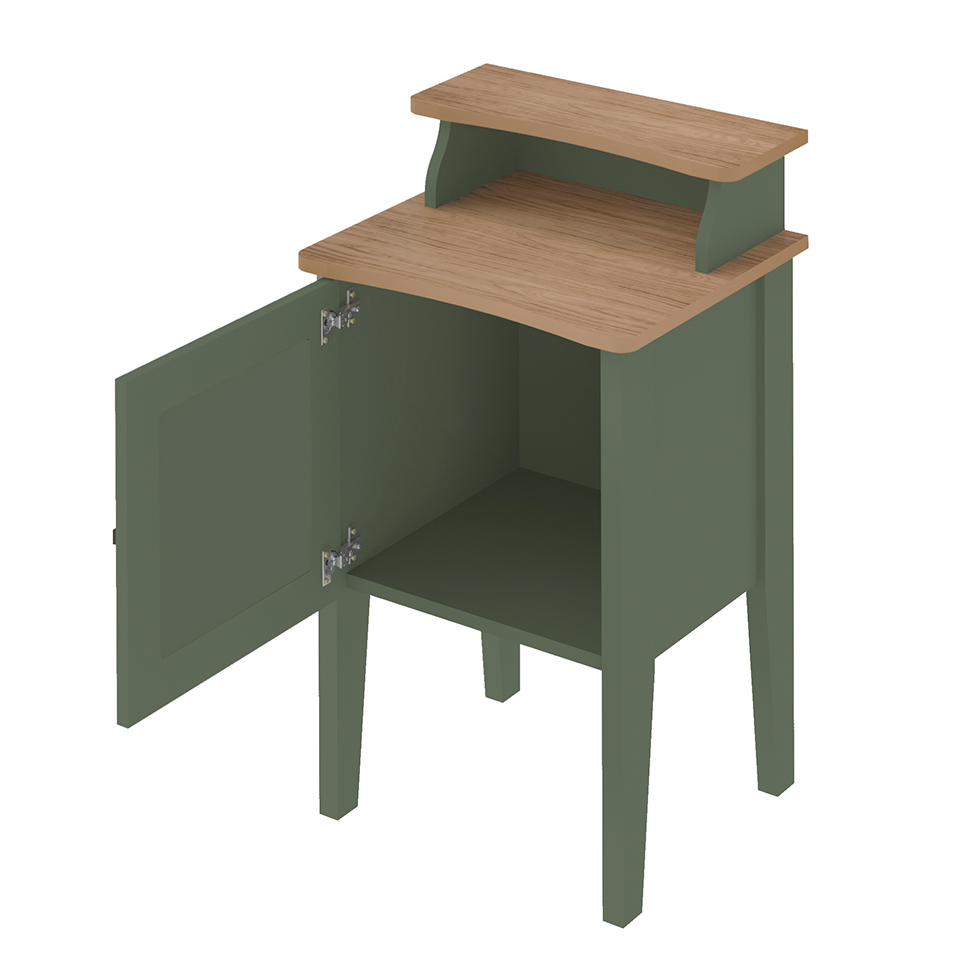Mesa Lateral Retangular Charlotte 1 PT Verde Menta e Carvalho