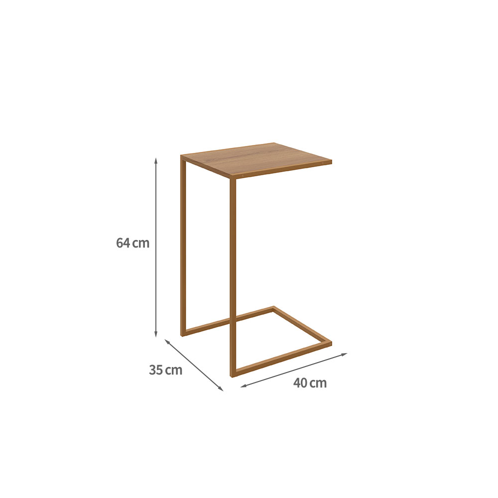 Mesa Lateral Retangular Complementos Hanover e Dourada 64x35 cm