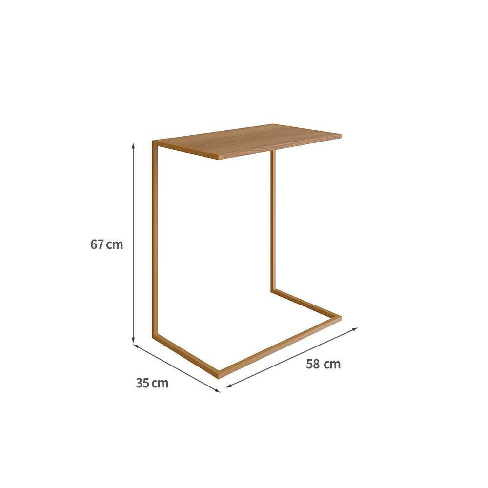 Mesa Lateral Retangular Complementos Hanover e Dourada 67x58 cm