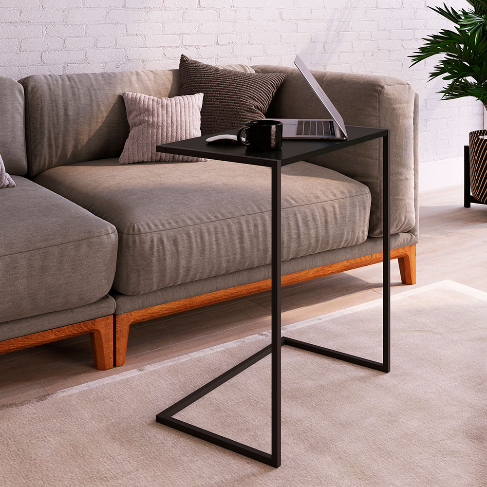 Mesa Lateral Retangular Complementos Preta 67x58 cm