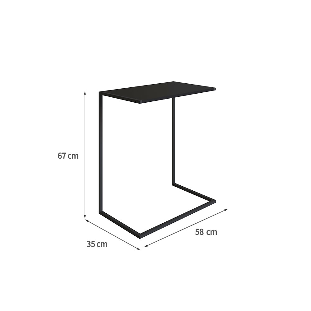 Mesa Lateral Retangular Complementos Preta 67x58 cm