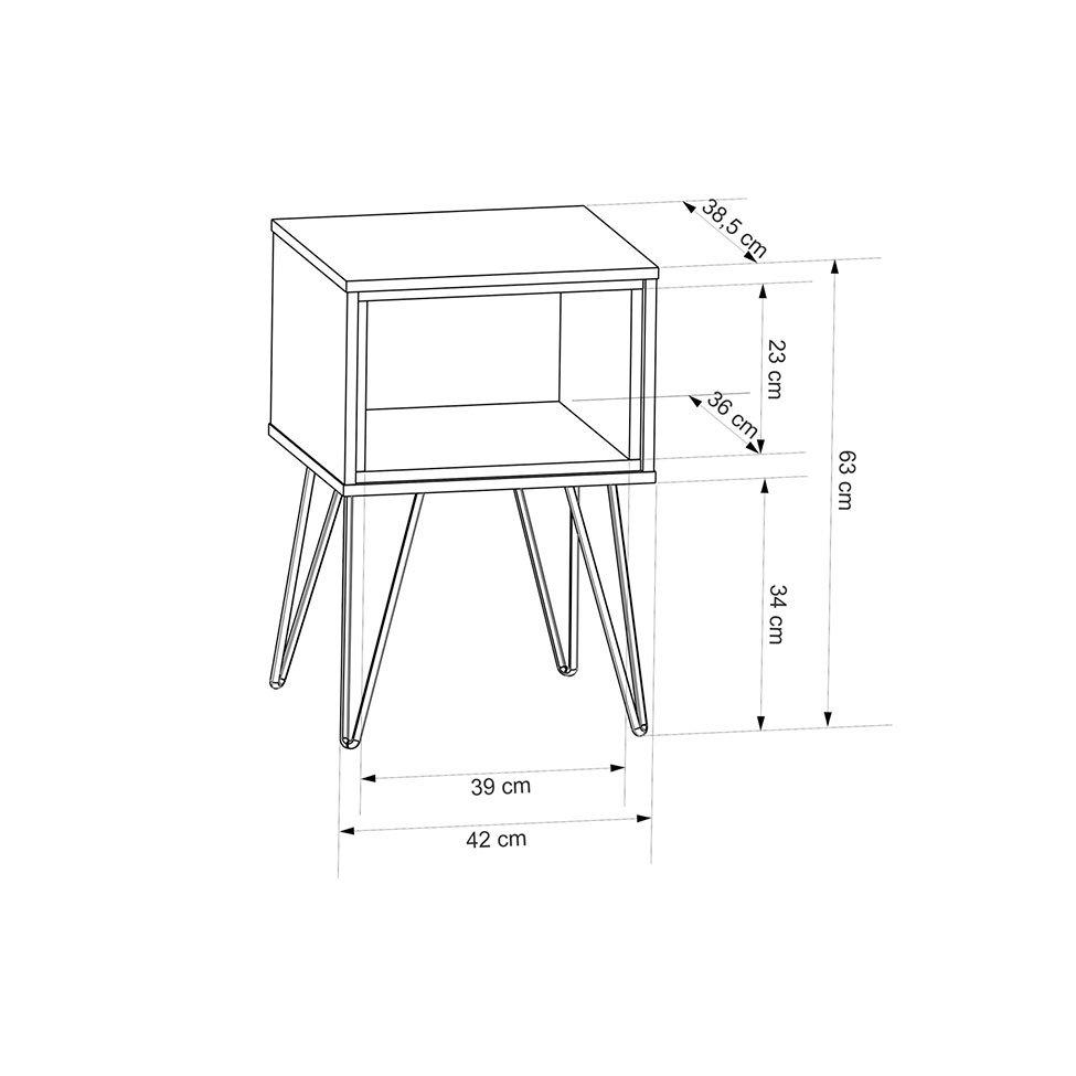 Mesa Lateral Retangular Dallas Branca e Rosé