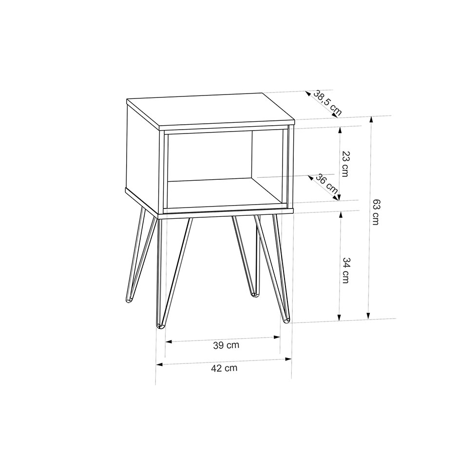 Mesa Lateral Retangular Dallas Grafite e Rosé