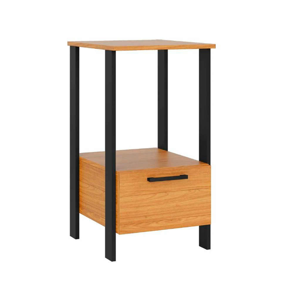 Mesa Lateral Retangular Elise 100% MDF 1 Gaveta Freijó e Preta
