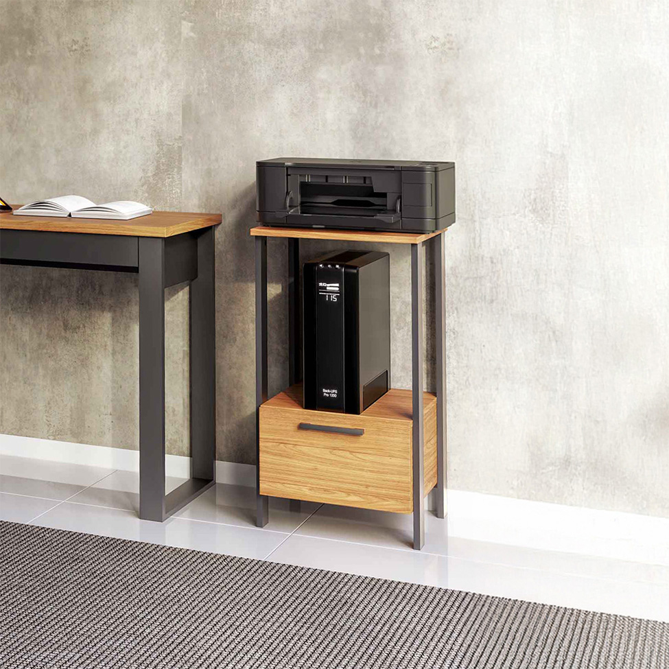 Mesa Lateral Retangular Elise 100% MDF 1 Gaveta Freijó e Preta