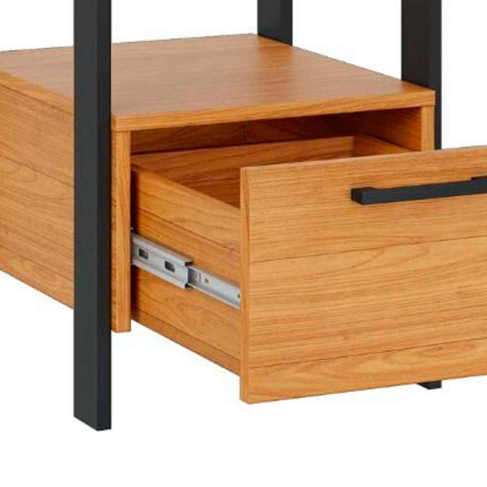 Mesa Lateral Retangular Elise 100% MDF 1 Gaveta Freijó e Preta