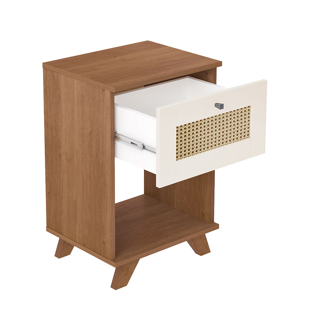 Mesa Lateral Retangular Trama 1 GV Cinamomo e Off White