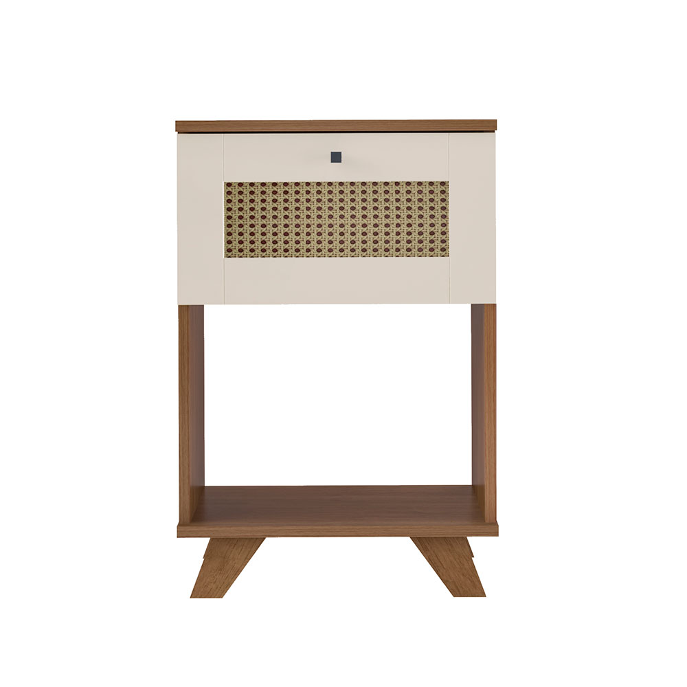 Mesa Lateral Retangular Trama 1 GV Cinamomo e Off White