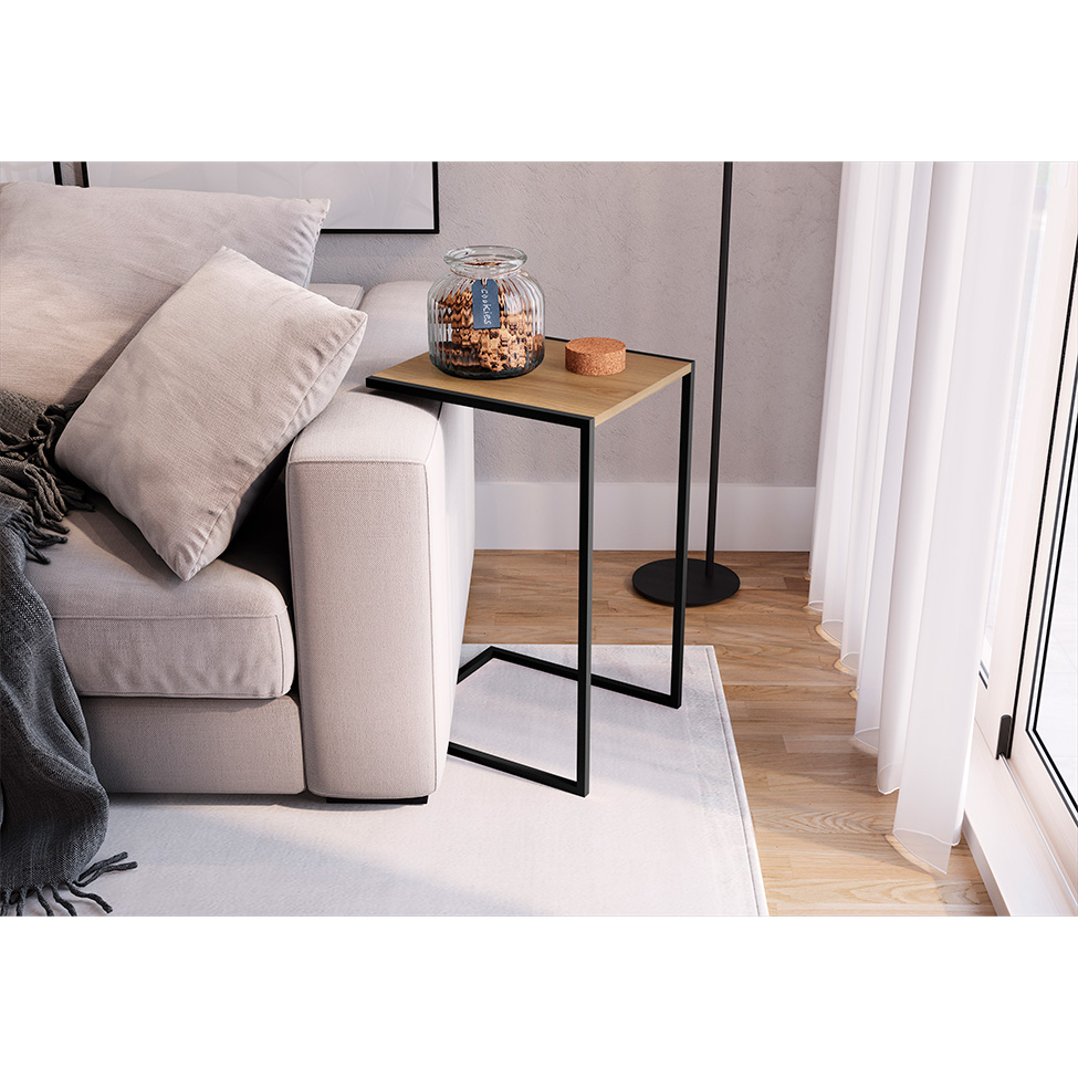 Mesa Lateral Telúrio Hanover e Preta 64 cm