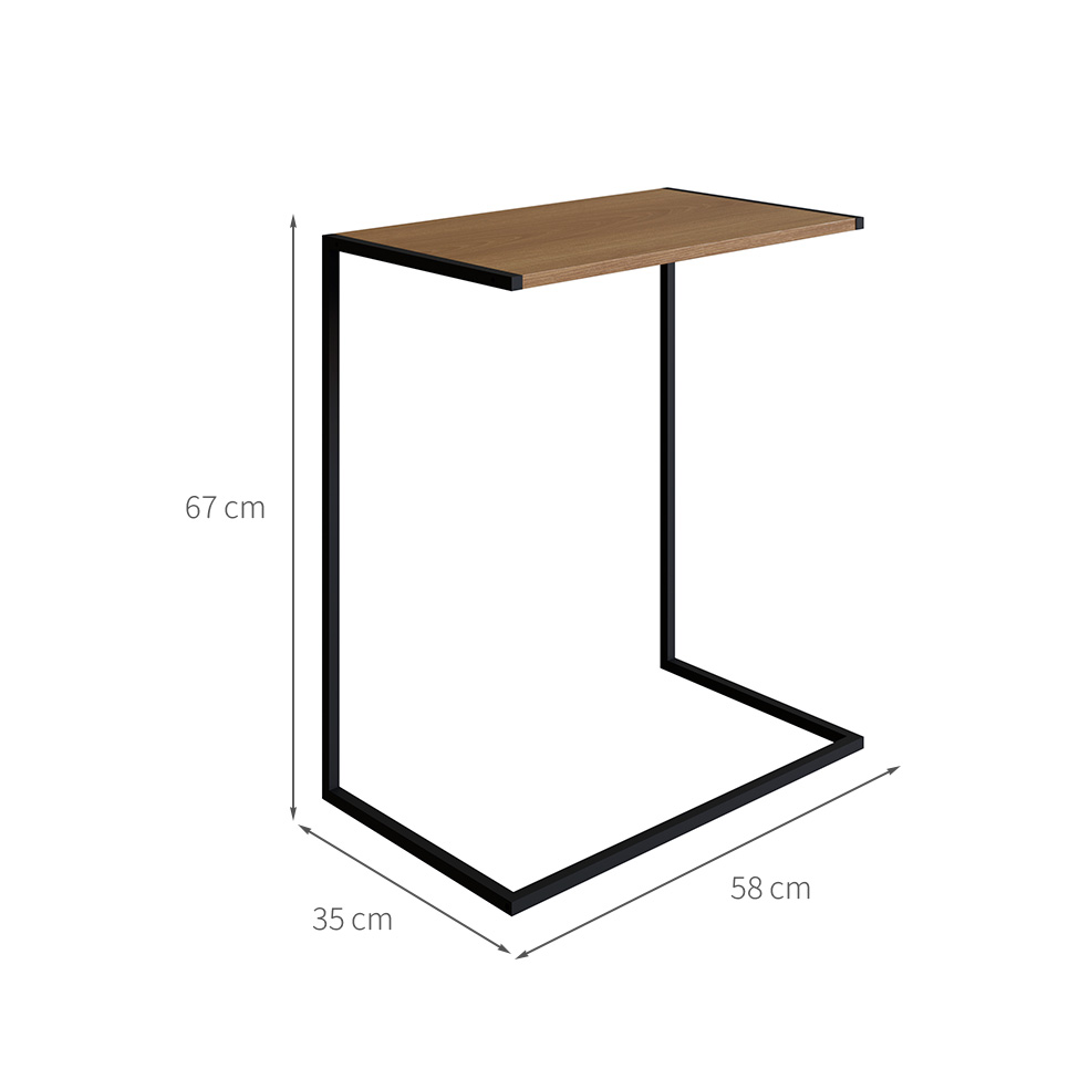 Mesa Lateral Telúrio Hanover e Preta 67 cm