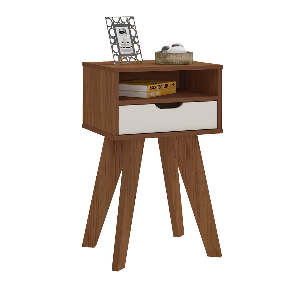 Mesa Lateral Vip 1 GV Cedro e Off White