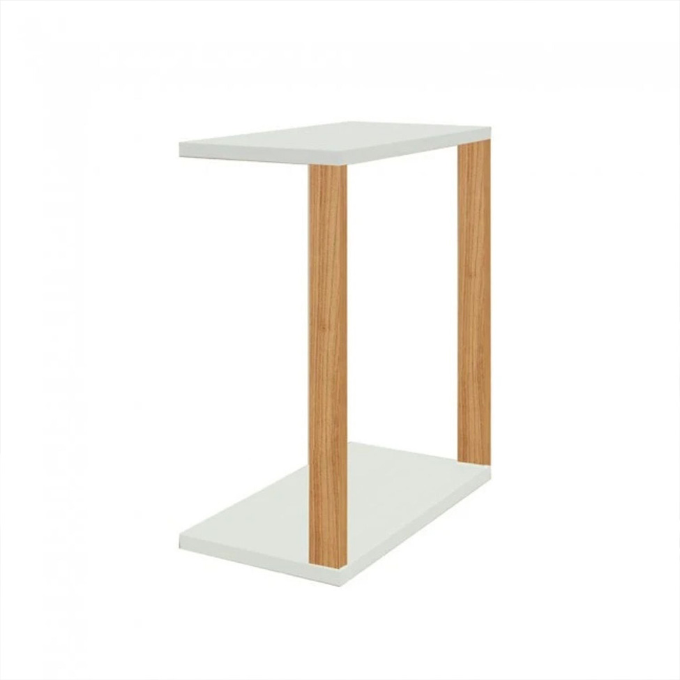 Mesa Lateral de Escritório Lanes 100% MDF Off White e Freijó 60 cm