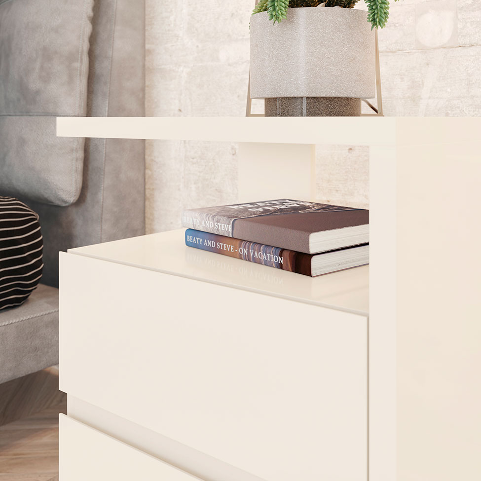 Mesa de Cabeceira Campeche 2 Gavetas Off White