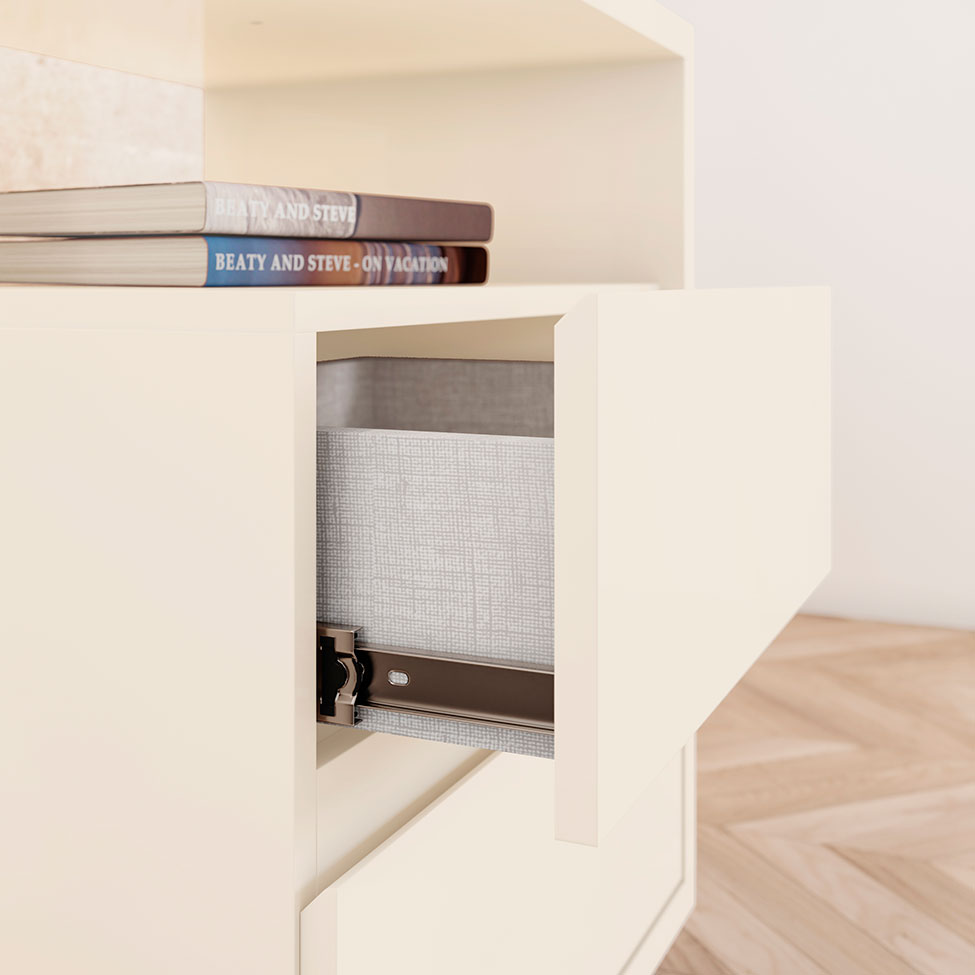 Mesa de Cabeceira Campeche 2 Gavetas Off White