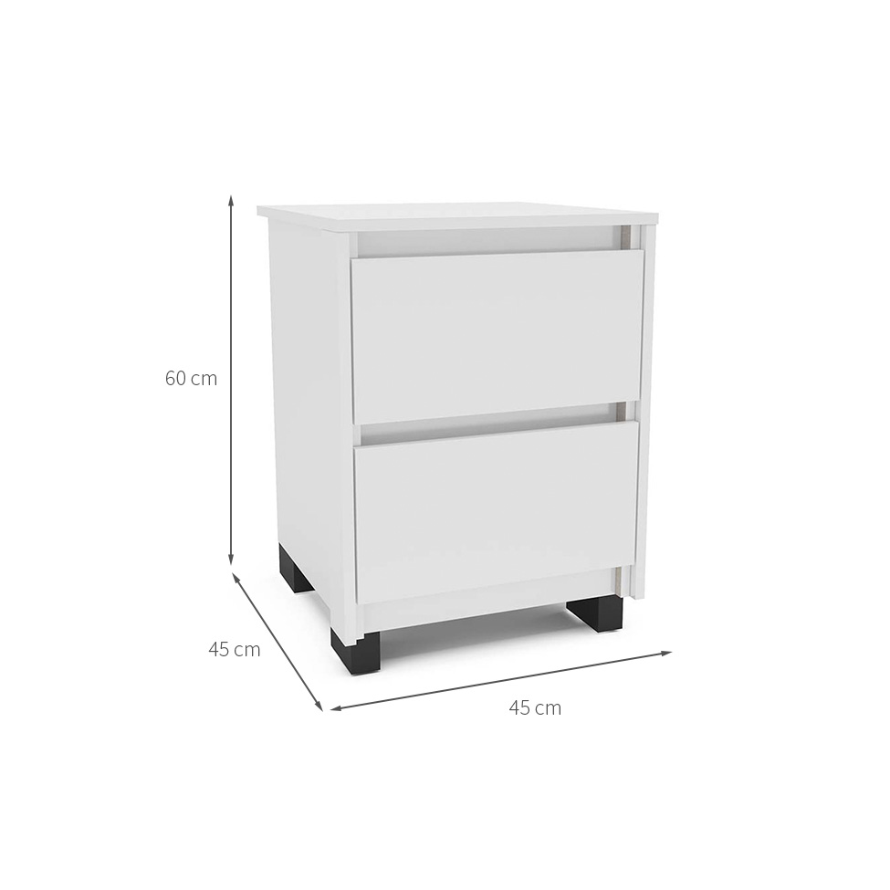Mesa de Cabeceira Coimbra 2 Gavetas Branca