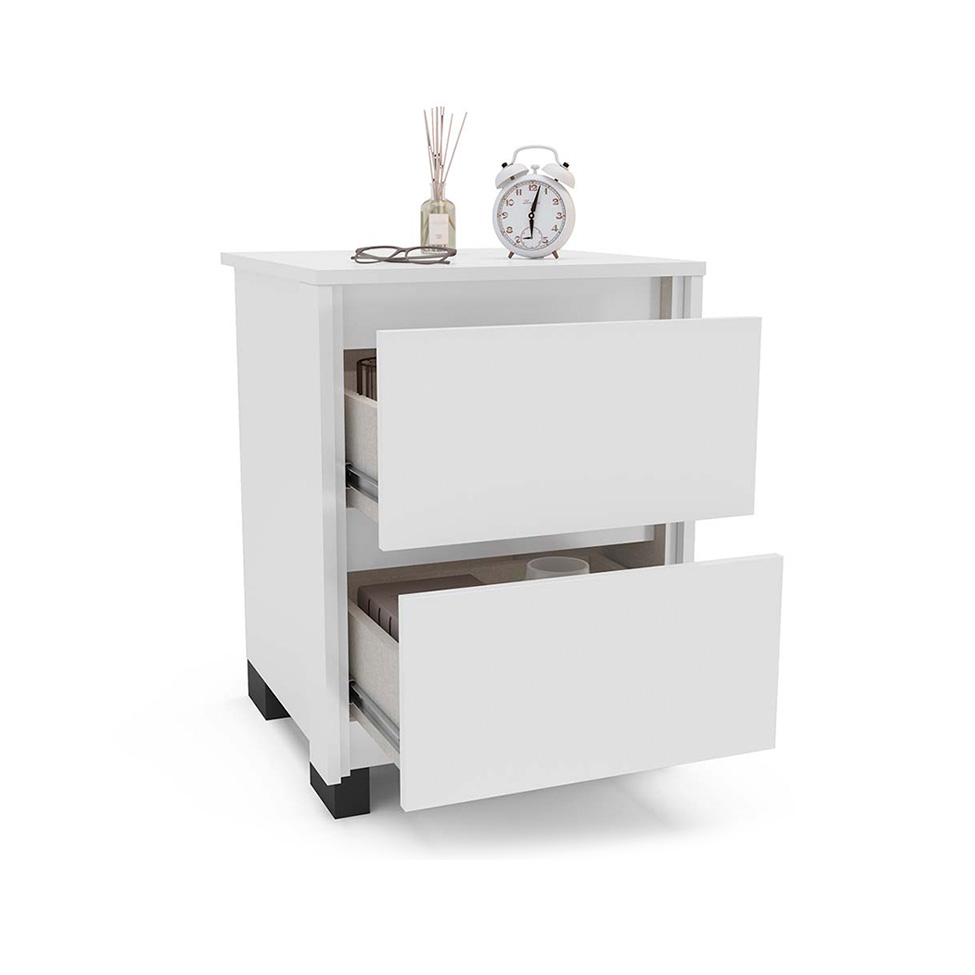 Mesa de Cabeceira Coimbra 2 Gavetas Branca