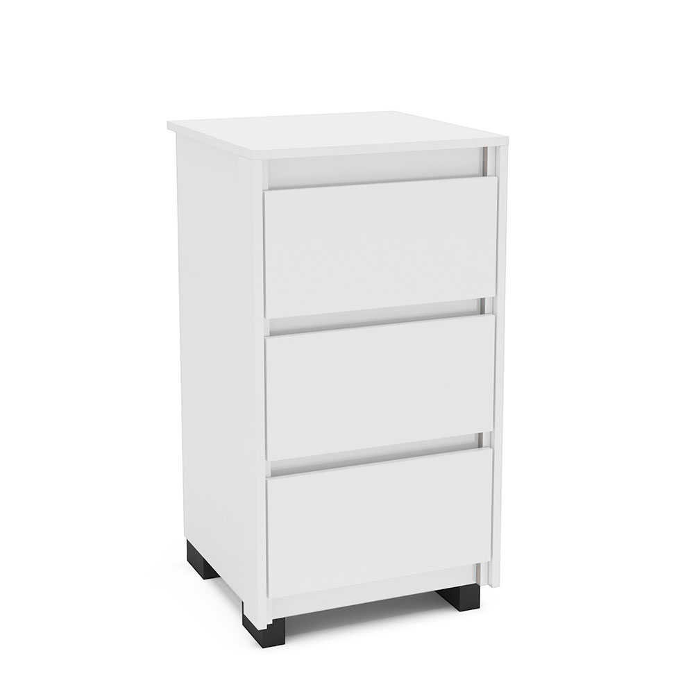 Mesa de Cabeceira Coimbra 3 Gavetas Branca
