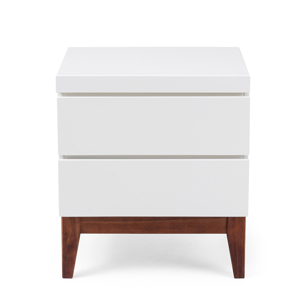 Mesa de Cabeceira Fresh com Suporte Extensível 2 Gavetas Branco e Imbuia