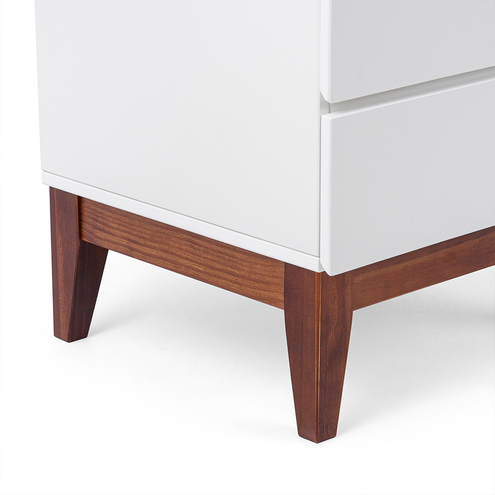 Mesa de Cabeceira Fresh com Suporte Extensível 2 Gavetas Branco e Imbuia