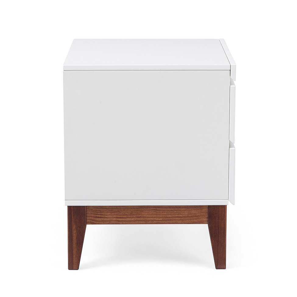 Mesa de Cabeceira Fresh com Suporte Extensível 2 Gavetas Branco e Imbuia