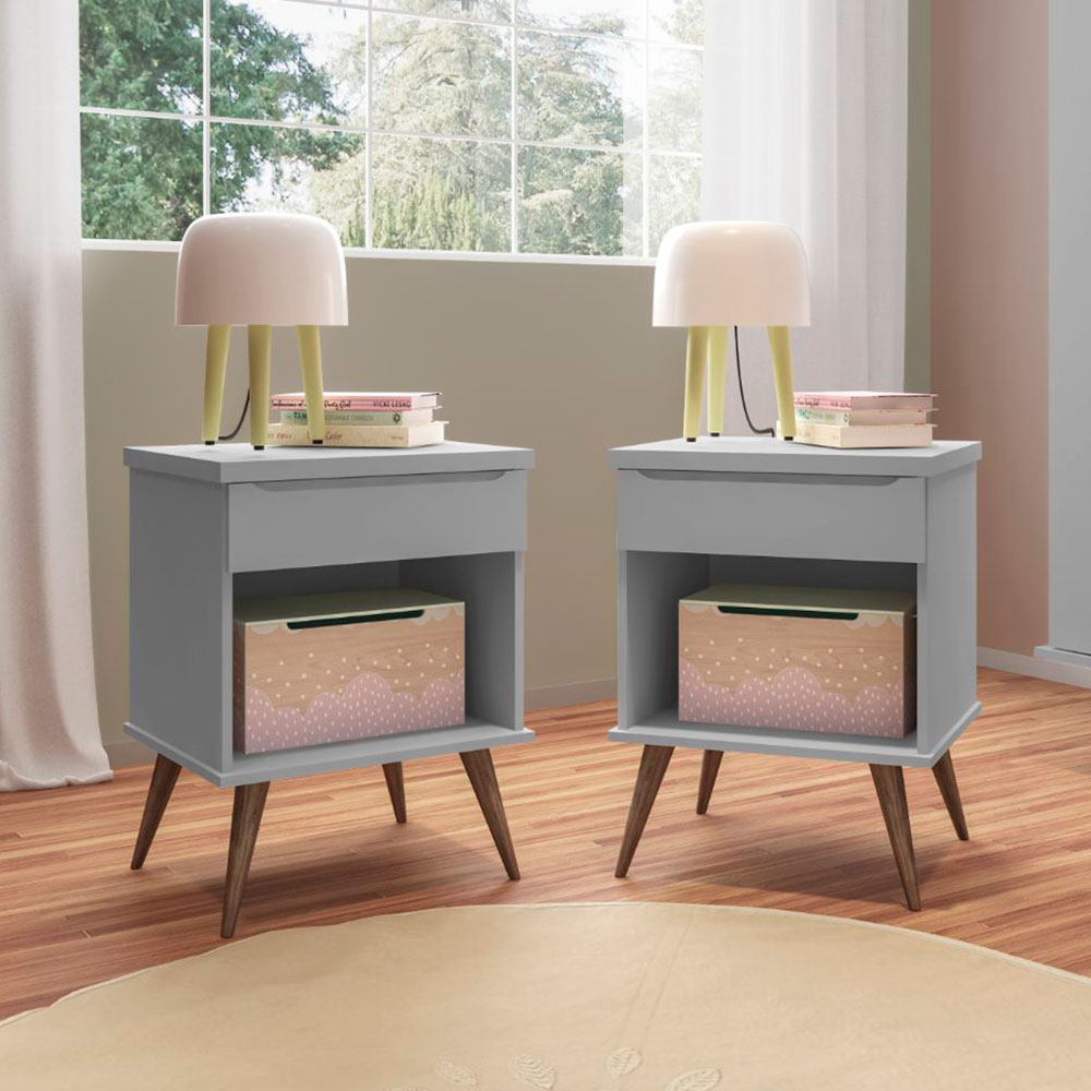 Mesa de Cabeceira Infantil Melinda 1 GV Cinza