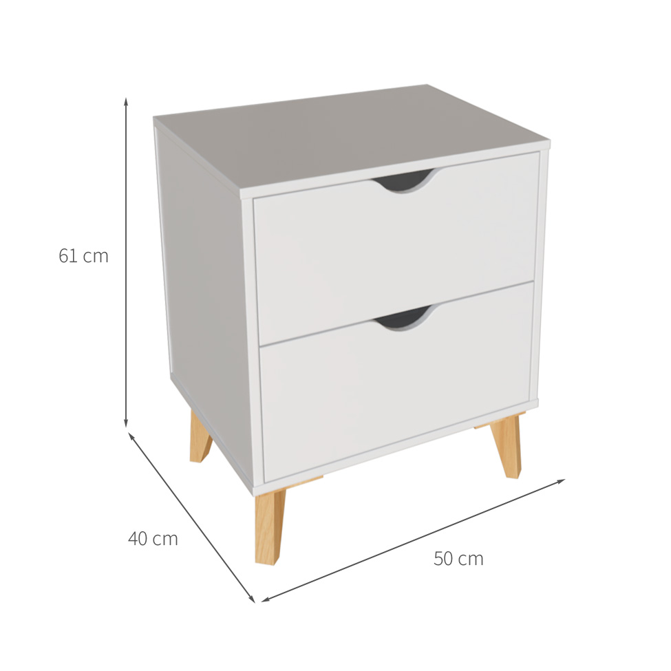 Mesa de Cabeceira Ipanema 2 Gavetas Branca