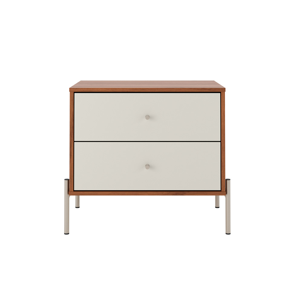 Mesa de Cabeceira Jasper 2 Gavetas Canela e Off White