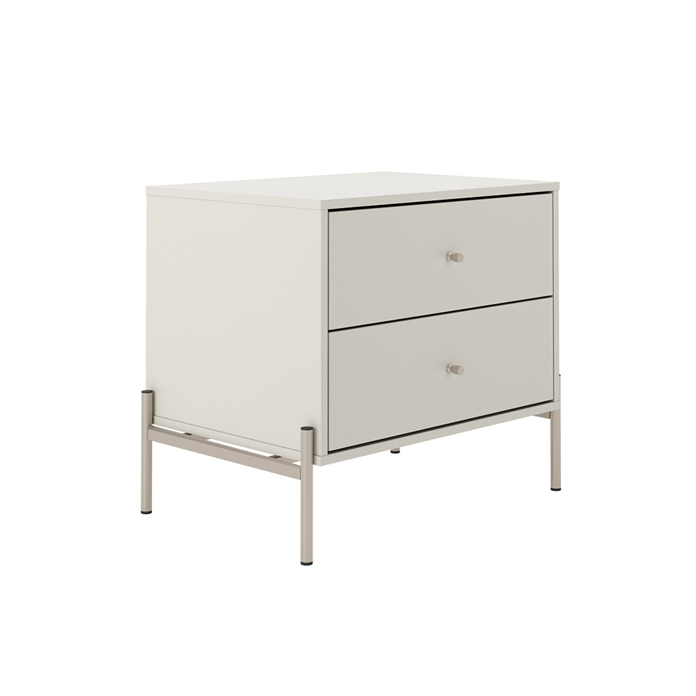 Mesa de Cabeceira Jasper 2 Gavetas Off White e Champanhe