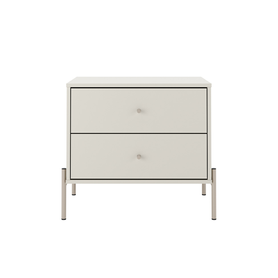 Mesa de Cabeceira Jasper 2 Gavetas Off White e Champanhe