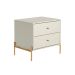 Mesa de Cabeceira Jasper 2 Gavetas Off White e Dourada