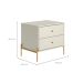 Mesa de Cabeceira Jasper 2 Gavetas Off White e Dourada