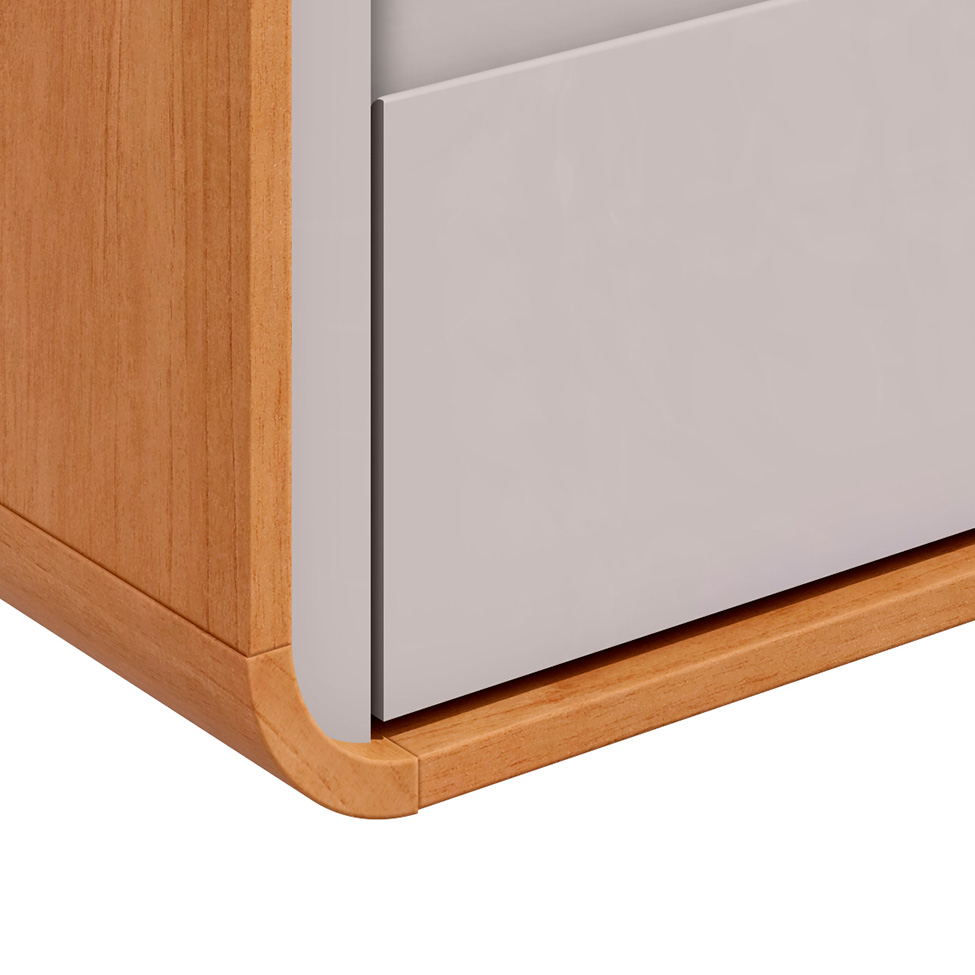 Mesa de Cabeceira Loop 2 Gavetas Amêndoa e Off White