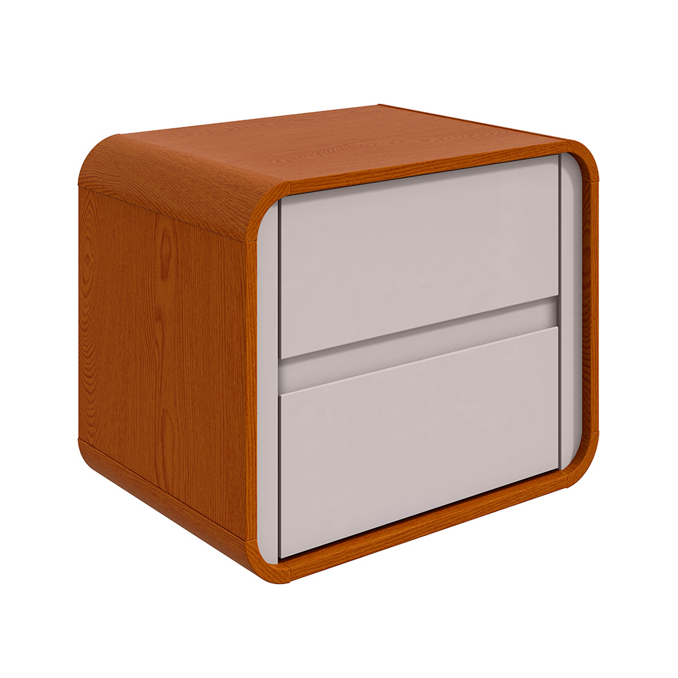 Mesa de Cabeceira Loop 2 Gavetas Frassino e Off White