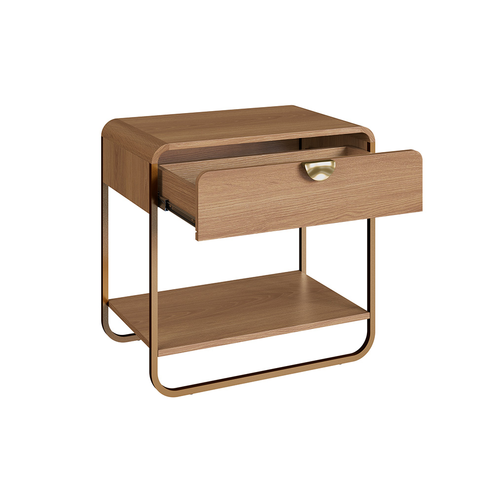Mesa de Cabeceira Luna 1 Gaveta Hanover e Dourado