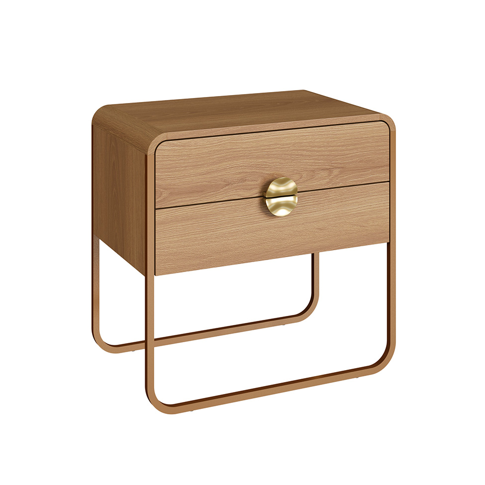 Mesa de Cabeceira Luna 2 Gavetas Hanover e Dourado