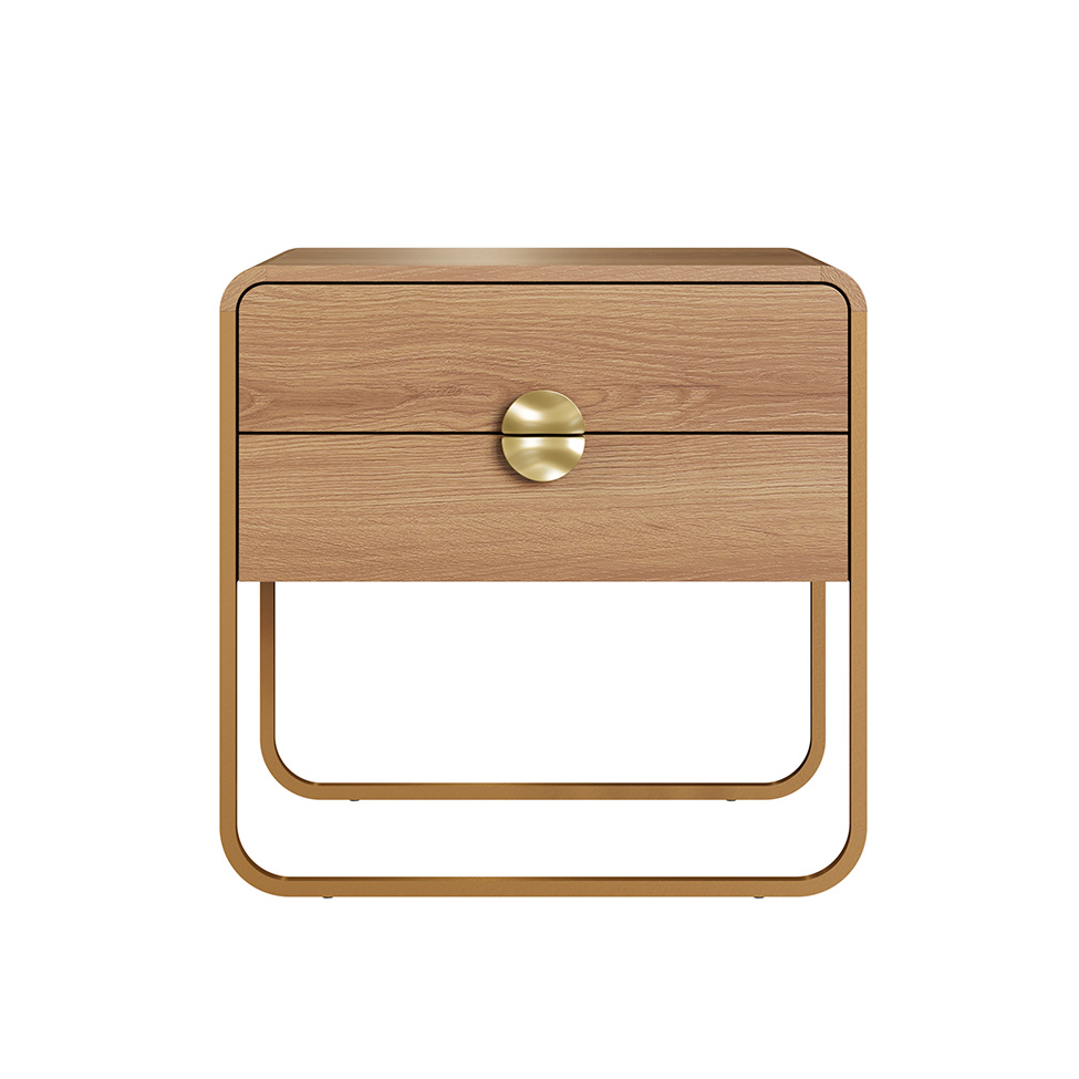 Mesa de Cabeceira Luna 2 Gavetas Hanover e Dourado
