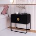 Mesa de Cabeceira Luna 2 Gavetas Preto e Dourado