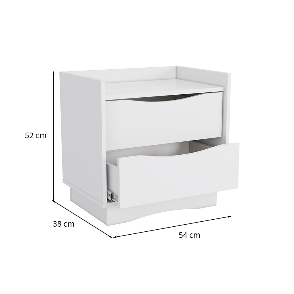Mesa de Cabeceira Mabel 2 Gavetas Branca