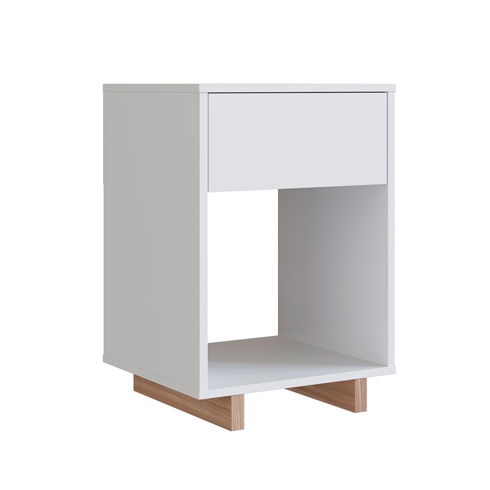 Mesa de Cabeceira Nomad 1 Gaveta Branca e Montana