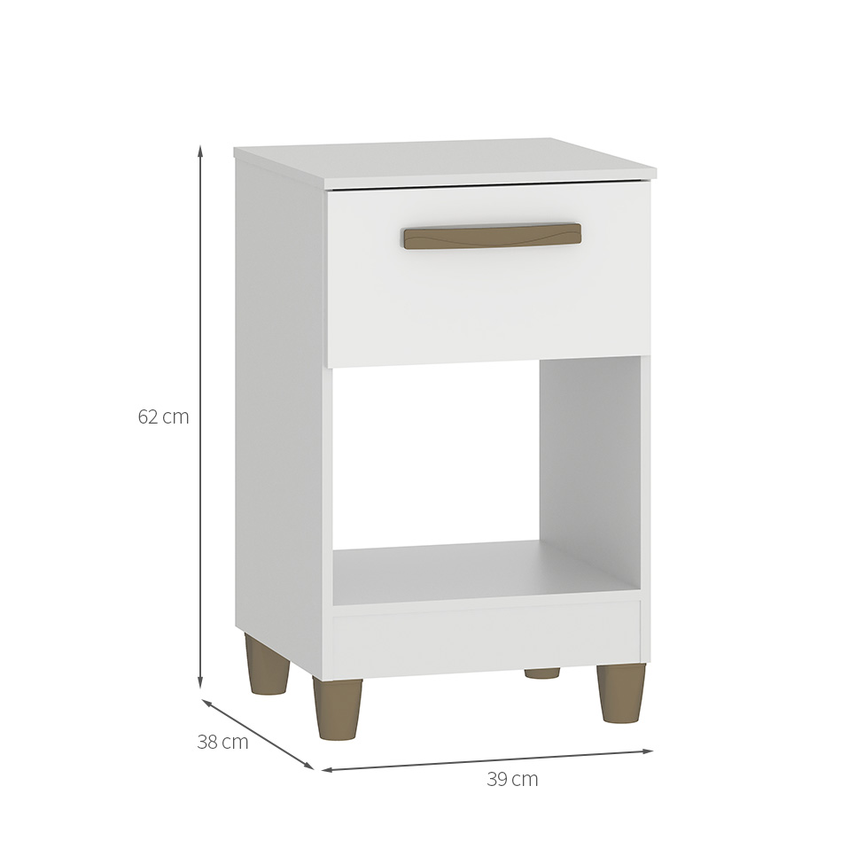 Mesa de Cabeceira Prada 1 Gaveta Branco