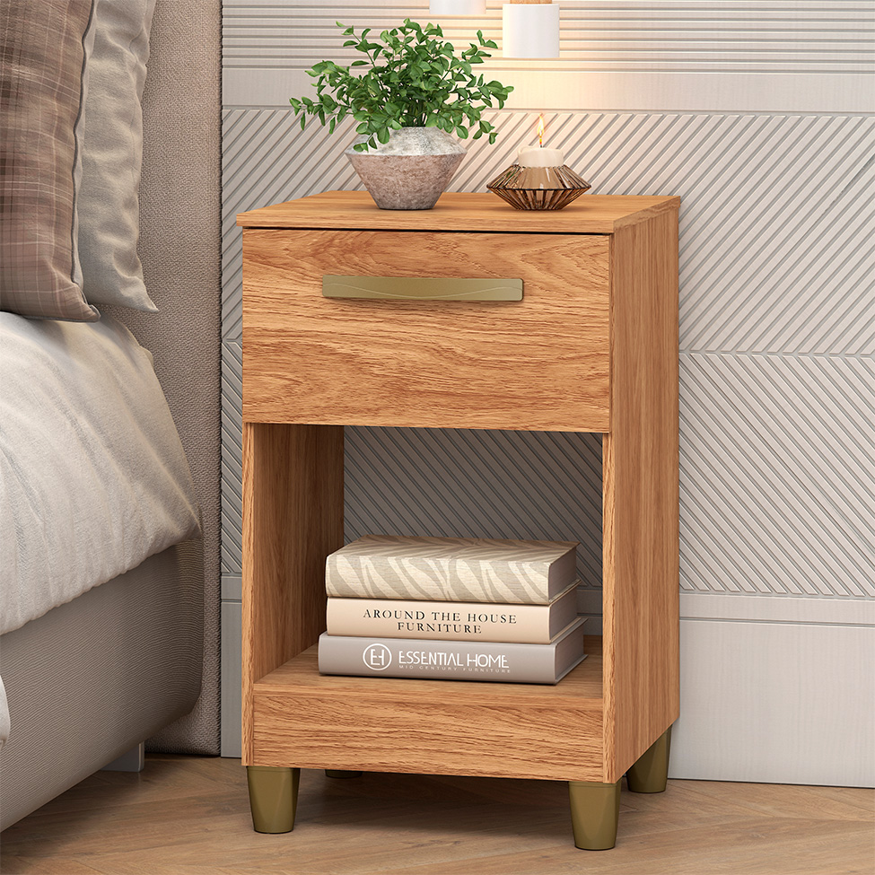 Mesa de Cabeceira Prada 1 Gaveta Mel