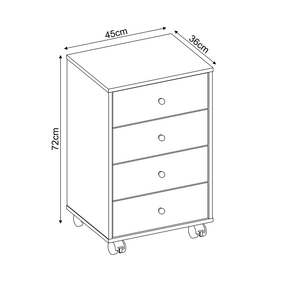 Mesa de Cabeceira Presence 4 Gavetas Amêndoa